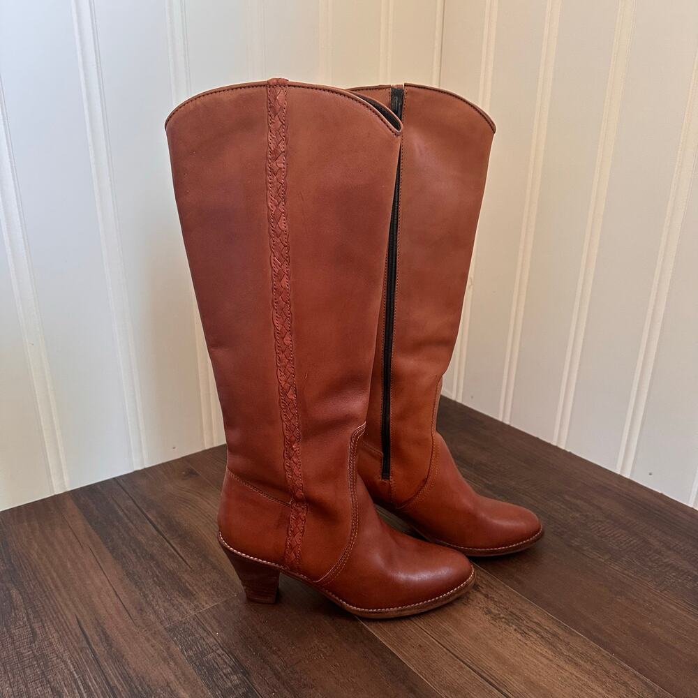 Vintage 70s Brazilian Brown Leather Boots 7.5M